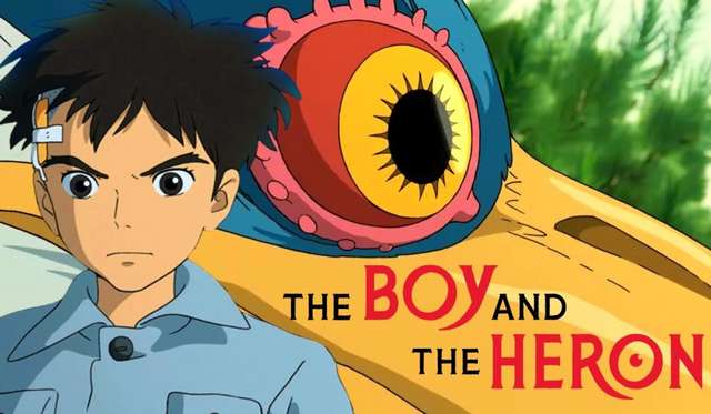 Image of a young boy in front of a giant magical herron